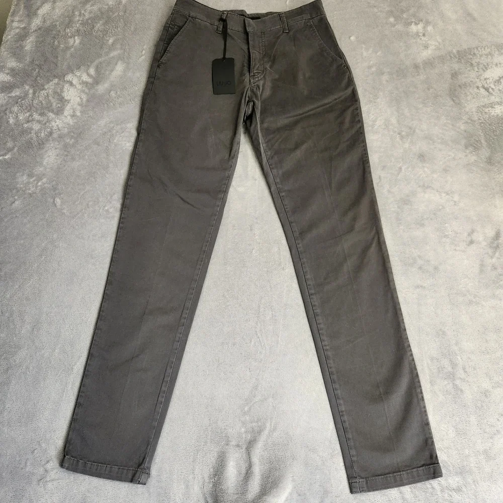 New LIU JO UOMO Men's Slim Fit Chino Pants Medium Grey 44 30 NWT Italian Gray